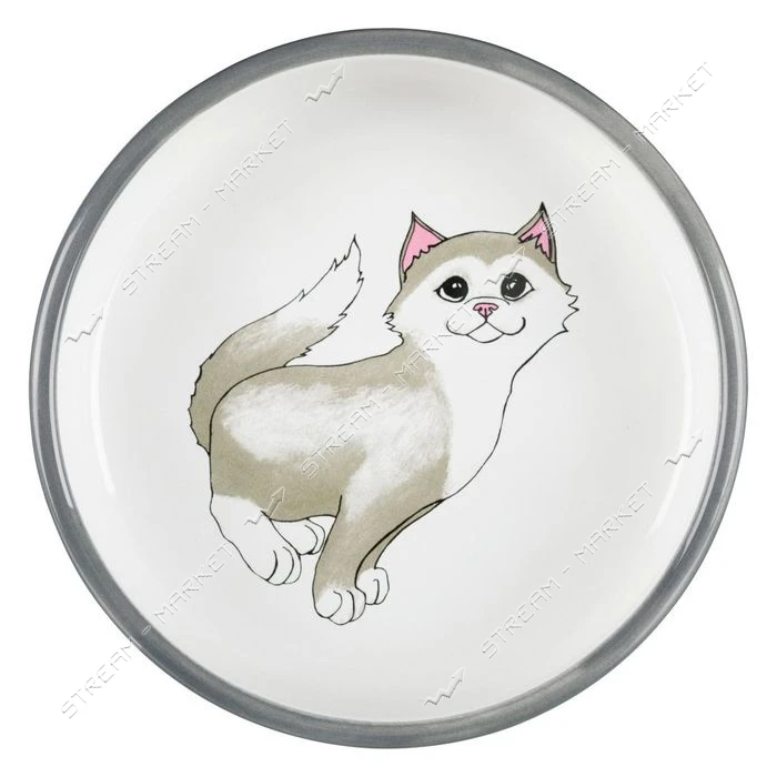 Миска для перса Trixie керамическа 0.3л/15см серая                                                  
