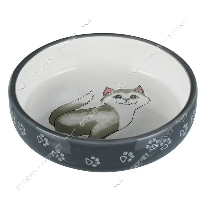 Миска для перса Trixie керамическа 0.3л/15см серая                                                  