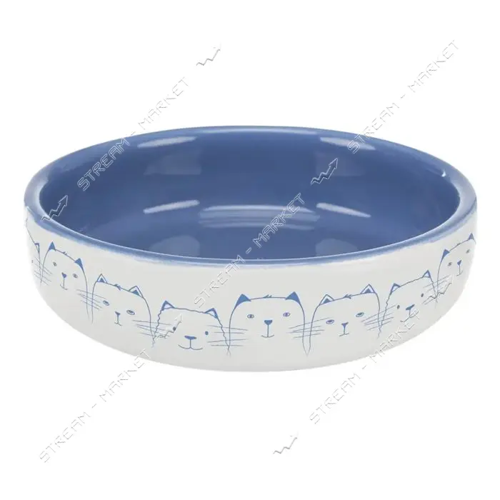 Миска Trixie для котов коротконосых пород 0.3л d15см синяя керамика