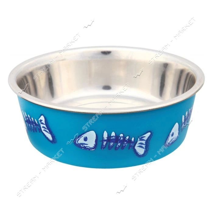 Миска для котов Trixie металлическая на резине с пластиковым покрытием 0.25л 12см