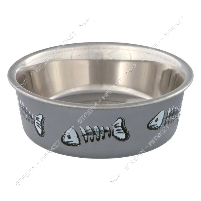Миска для котов Trixie металлическая на резине с пластиковым покрытием 0.25л 12см