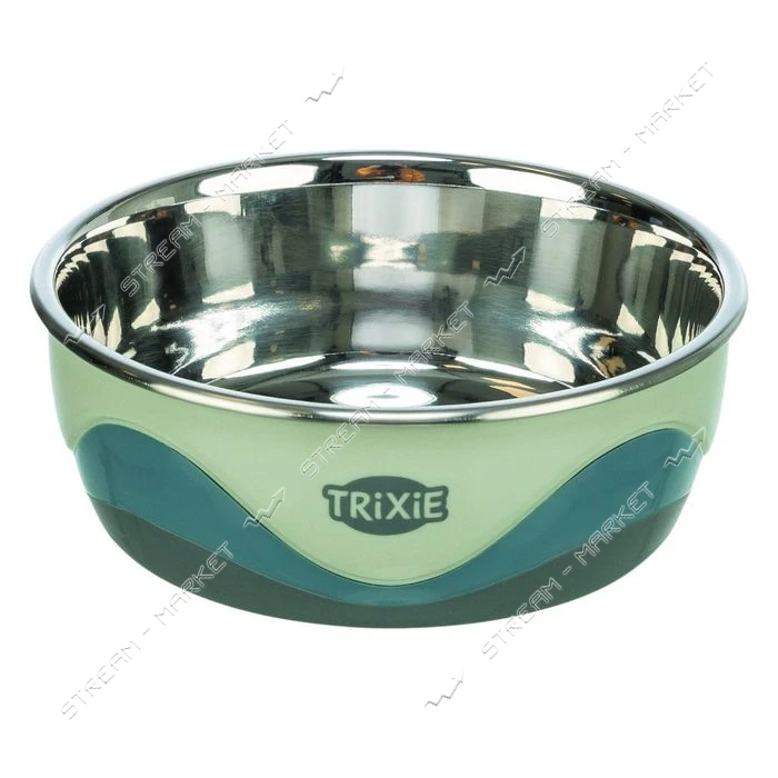 Миска Trixie металлическая с силиконовым покрытием 0.4л 14см серая