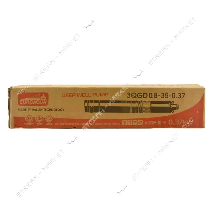 Насос погружной EuroAqua шнековый 3QGD0.8-35-0..37 0.37кВт Hmax 69м Qmax 25л/мин нержавейка