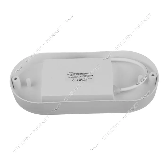 Светильник светодиодный AVT 114/1 Oval серия Boston 18W 6000K IP65 овал пластик белый               