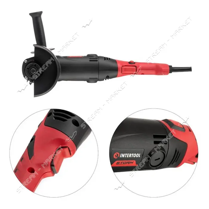 Шлифмашина угловая Intertool WT-0225 1200Вт диаметр круга 125мм 5000-12000об/мин поворотная ручка   