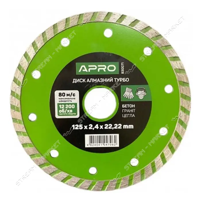Круг по бетону Apro 830071 Турбо 125х2.4мм 16-18%