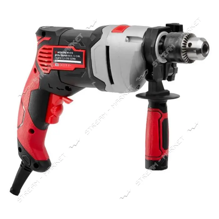 Дрель ударная Intertool WT-0118 800Вт 0-2900об/мин 1.5-13мм металлический корпус редуктора