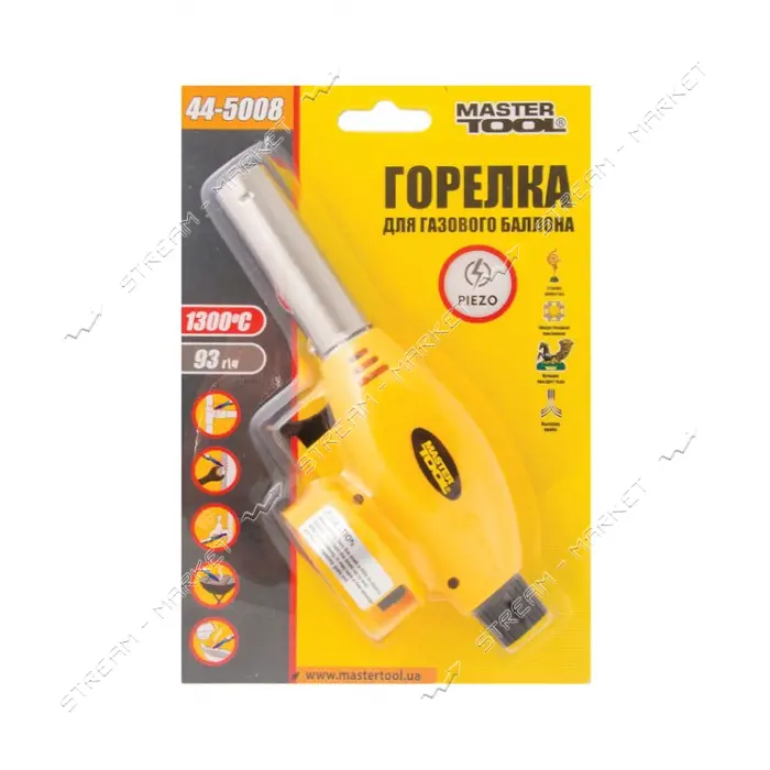 Горелка для газового баллона Mastertool 44-5008 с пьезоподжигом Сириус 1300С                        