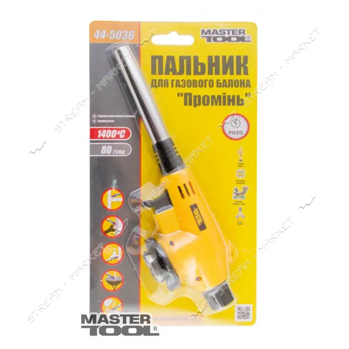 Горелка для газового баллона Mastertool 44-5036 Луч удлиненное сопло 1400C                          