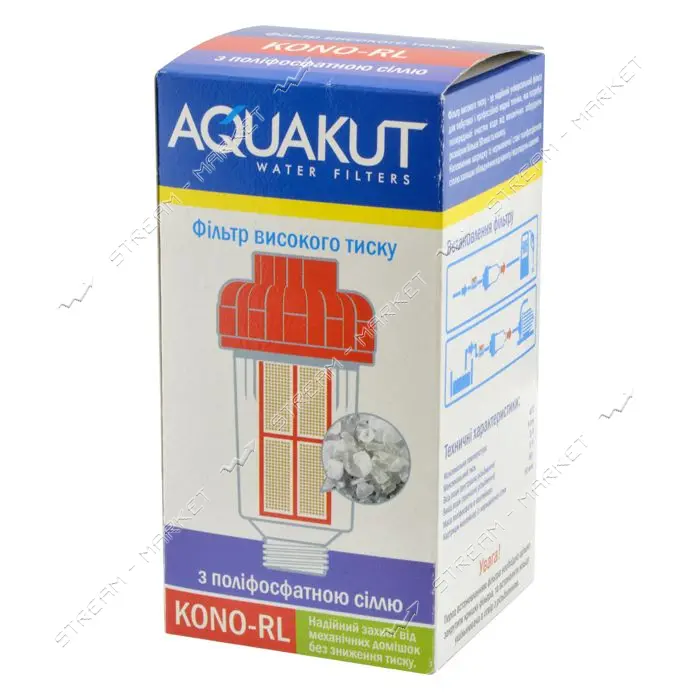 Фильтр для стиральной машины  AquaKut KONO-RL 1/2" премиум с промывным картриджем и полифосфатом    