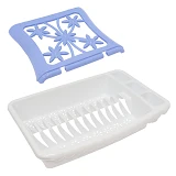 Сушка пластиковая для посуды R-plastic 2яруса 420х285х275мм бело-голубая