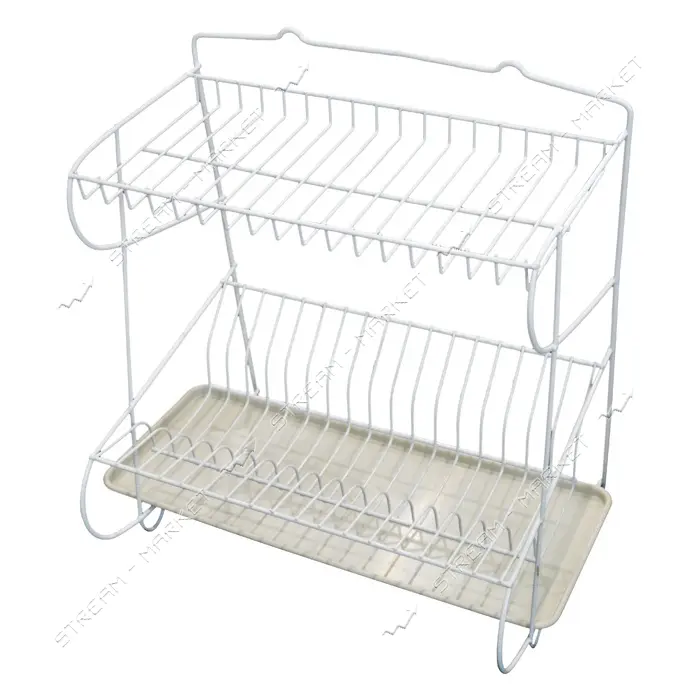 Сушка для посуды металлическая 2 яруса 370x400x200мм белая