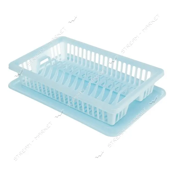 Сушка для посуды пластиковая R-Plastic 1 ярус 430х290х80мм голубая                                  