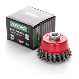 Щетка чаша стальные витки Apro 830439 75мм УШМ