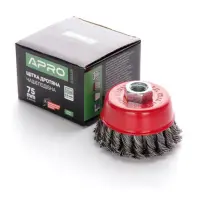 Щетка чаша стальные витки Apro 830439 75мм УШМ                                                      