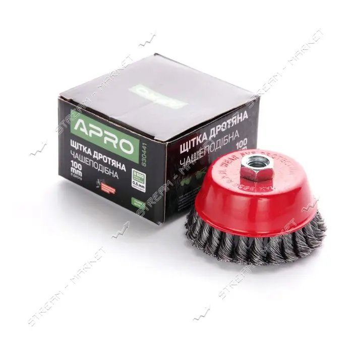 Щетка чаша стальные витки Apro 830441 100мм УШМ