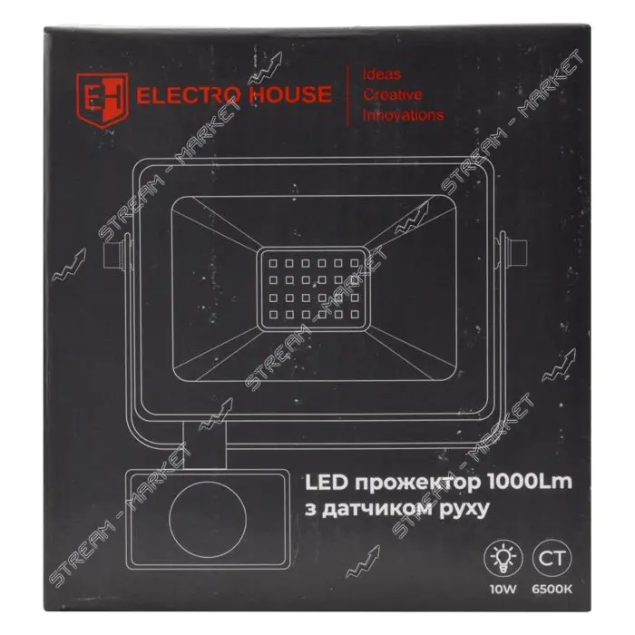 LED прожектор Electro House EH-FDLS-10W IP66 холодный 6500К с датчиком движения                     