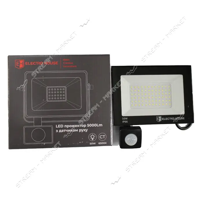 LED прожектор Electro House EH-FDLS-50W IP66 холодный 6500К с датчиком движения                     