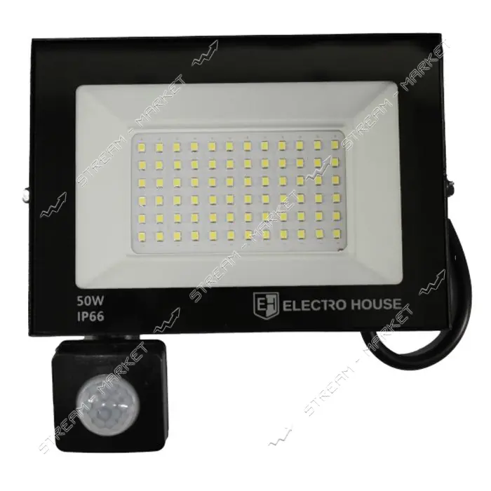 LED прожектор Electro House EH-FDLS-50W IP66 холодный 6500К с датчиком движения                     
