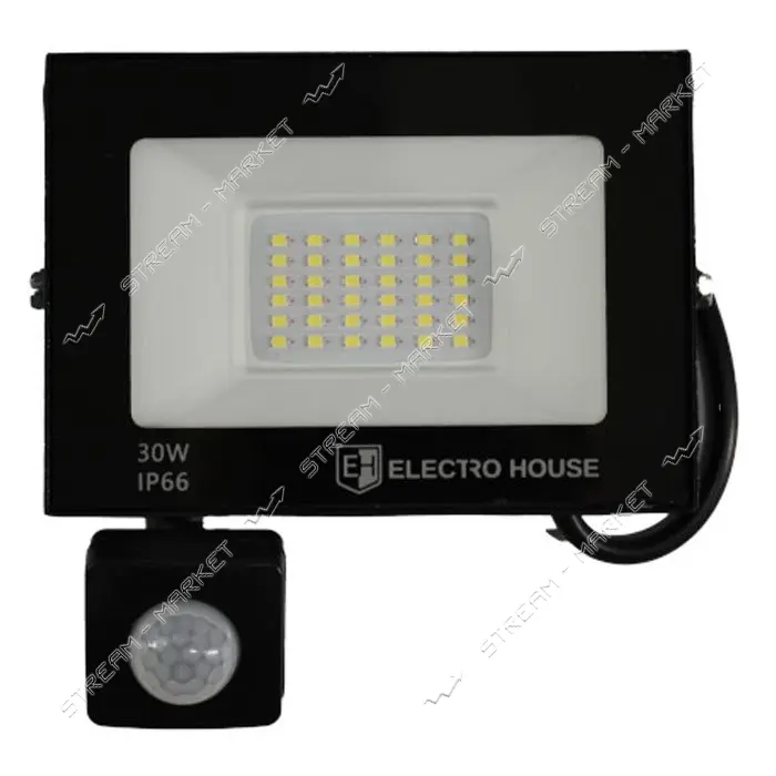 LED прожектор Electro House EH-FDLS-30W IP66 холодный 6500К с датчиком движения