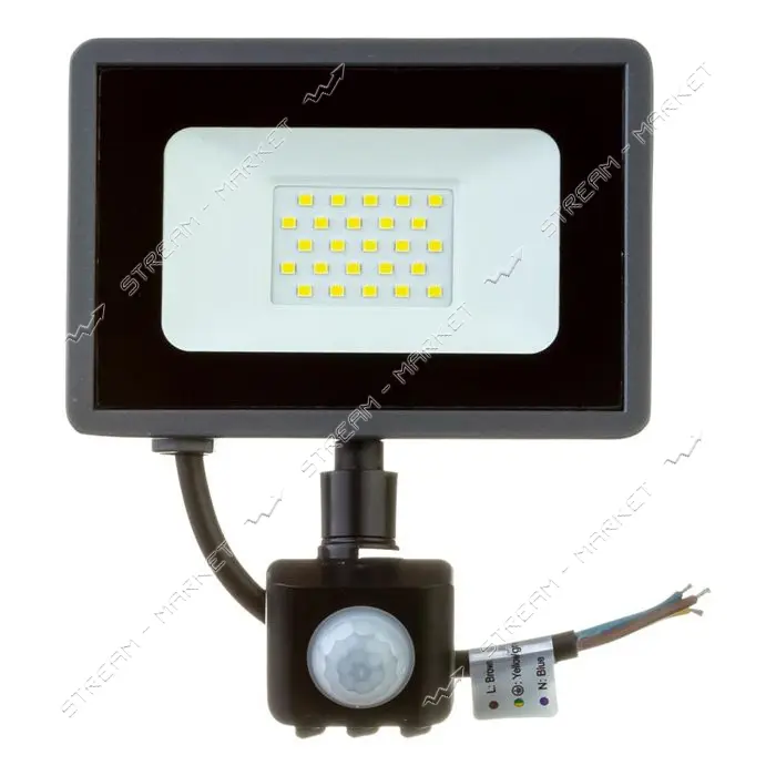 LED Прожектор AVT 20W IP65 6000К с датчиком движения SMD SENSOR матрица с IC драйвером холодный     