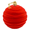 Набор новогодних пластиковых шаров Бархат волна d8см 4шт красный