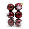 Набір новорічних пластикових куль Сніжинки 1084 d 8см 6шт червоні
