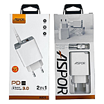������� �������� ���������� Aspor A826 PD USBUSB-C3A20W ���� ������ Type-C-Lightning...