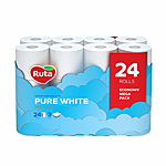 Туалетная бумага Ruta Pure White белая 150 отрывов 3 слоя 24 рулона