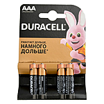 Батарейка Duracell щелочная АААLR03 микропальчик 4шт блистер