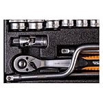 Набор насадок торцевых и ключей Mastertool 78-4125 CrV 12 с трещеткой 72 зуба в метал. кейсе...
