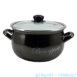 Каструля емаль 2.1л d16 Bon Appetit 2234A чорний