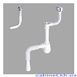 Сифон для кухни AVT с нерж выпуском и квадратным переливом 1 12х40 гибкой трубой...