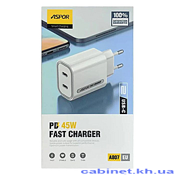    Aspor A807 Fast Charger 45W PD 2USB-C...