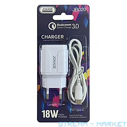    Jokade JB020 QC 3.0 1USB 18W  USB  Type C...