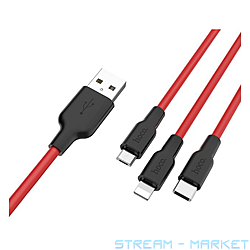  Hoco X21 Silicone 3  1 Micro USB plus Lightning plus USB Type-C ...