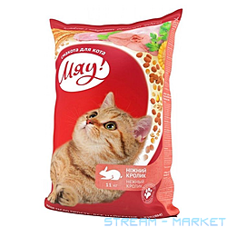 Сухой корм МЯУ полнорационный Кролик для взрослых кошек 11кг