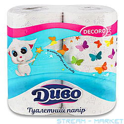 Туалетная бумага Диво DECORO 2 слоя 4 рулона белая