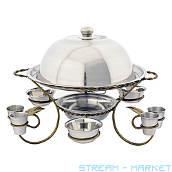 Садж для шашлику 36см блюдо кришка миска для вугілля чарки соусниці