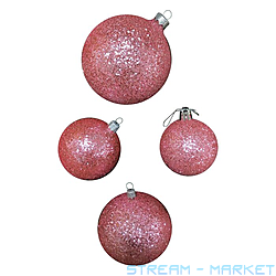 Набір новорічних пластикових куль Блиск d10см 6шт рожевий