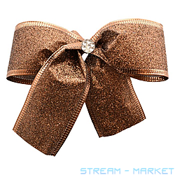 Новорічне прикраса бантик металік 10шт 130х50мм коричневий