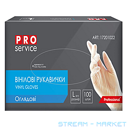 Перчатки Pro Service виниловые неприпудренные L 100шт бесцветные