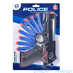 Пистолет мягкие шары-присоски 8 шт 22см