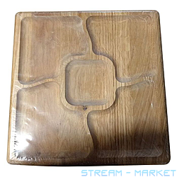 Менажница деревянная квадрат 5 секций 25х25см