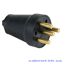 Вилка DE-PA 338013 3-х фазная каучуковая с заземлением 16А черная...