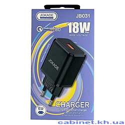 Сетевое зарядное устройство Jokade JB031 USB-AQC3.018W черное