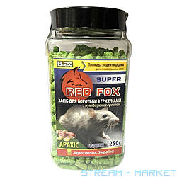 Гранули в банці RED FOX для знищення гризунів 250г зі смаком арахісу...