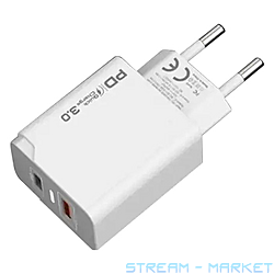 Мережевий зарядний пристрій Aspor A826 PD USBUSB-C3A20W плюс кабель Type-C to Lighting...