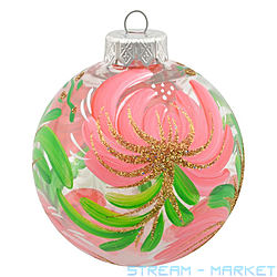 Набір новорічних пластикових куль Петриківський розпис d8см 1шт...