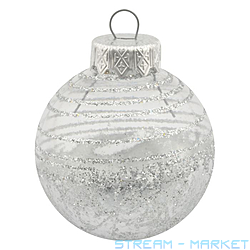 Набір новорічних пластикових куль Напівпрозора d6см 6шт срібло